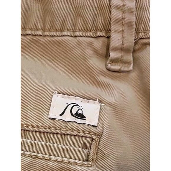 Quicksilver Shorts Mens 38 Brown Khaki Tan Chino 2014 Style Flat Front High Rise - Picture 6 of 11